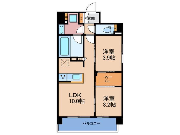 ソルレヴェンテ新梅田(2LDK/2階)の間取り写真