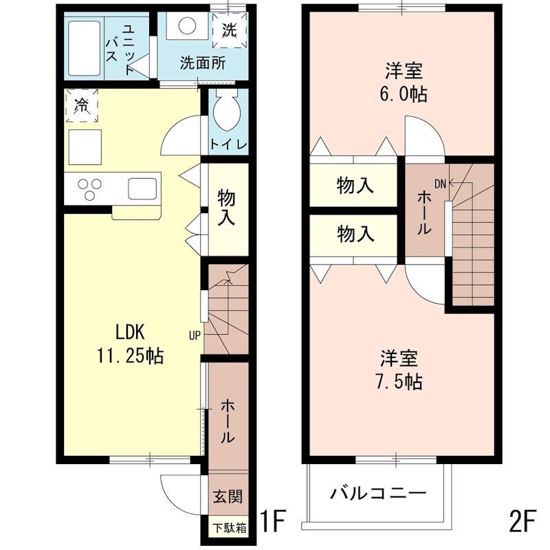 フォレスタB(2LDK/1階)の間取り写真