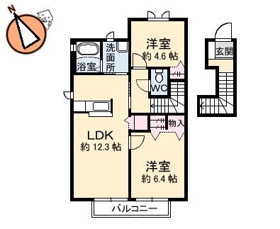 シャーメゾン大森 B棟(2LDK/2階)の間取り写真