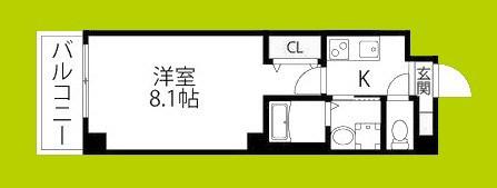 ルミエナ東三国(1K/2階)の間取り写真