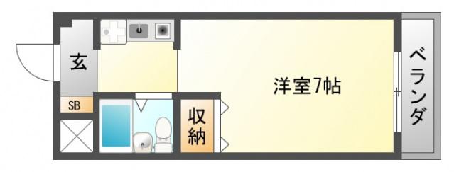 ルミナス千里山(ワンルーム/3階)の間取り写真