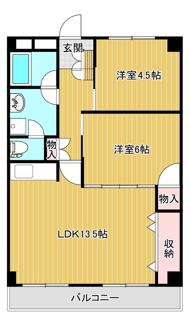 アブミパレスハセガワ(2LDK/3階)の間取り写真