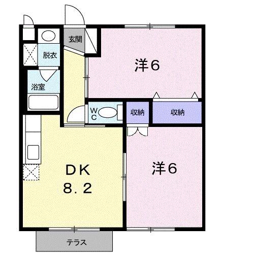 グリーンヒル旭(2DK/1階)の間取り写真