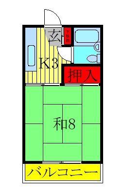 ホワイトハウス85(1K/2階)の間取り写真