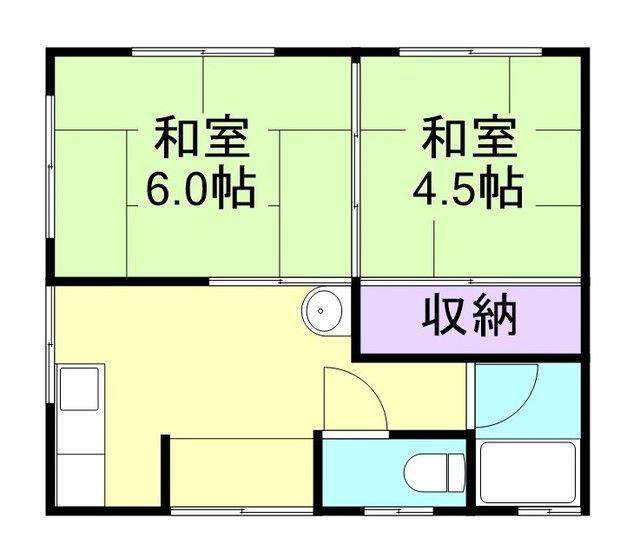 神明荘(2K/1階)の間取り写真