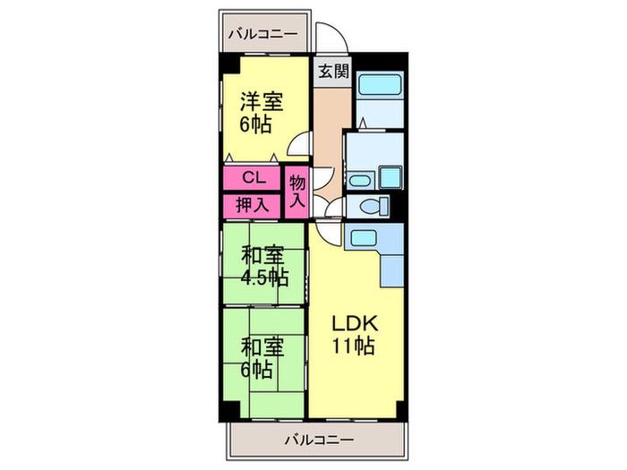 ウイング21(3LDK/3階)の間取り写真