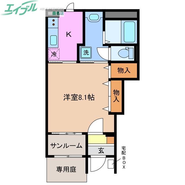 ベルクレイン(1K/1階)の間取り写真