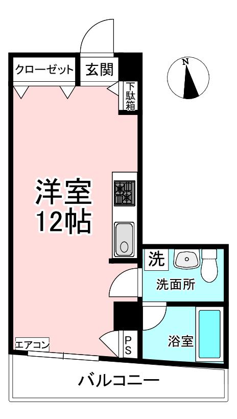 プラーズ三ッ沢(ワンルーム/2階)の間取り写真