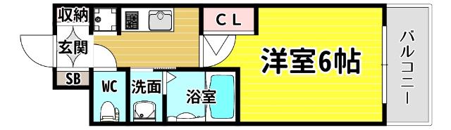 エステムコート難波ウエスト-SIDEVIIグローブ(1K/8階)の間取り写真