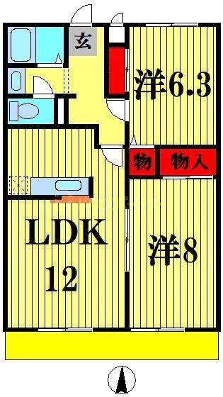 サンガーデン中山B(2LDK/1階)の間取り写真