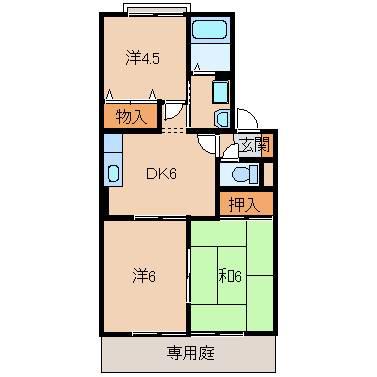 カーササンライズII(3DK/1階)の間取り写真