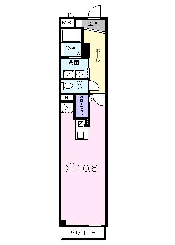 MATHER(ワンルーム/1階)の間取り写真