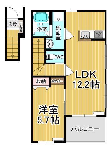 PARK FOREST B(1LDK/2階)の間取り写真