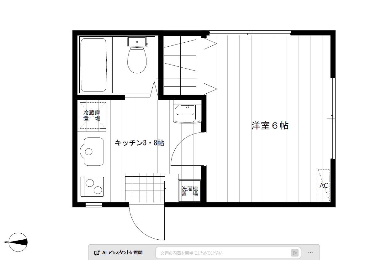 サニークレスト(1K/2階)の間取り写真