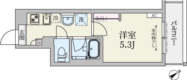 TR駒込(1K/3階)の間取り写真