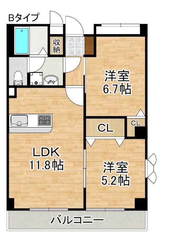 グレイス恵風(2LDK/3階)の間取り写真