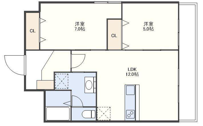 エクセレント北島(2LDK/3階)の間取り写真