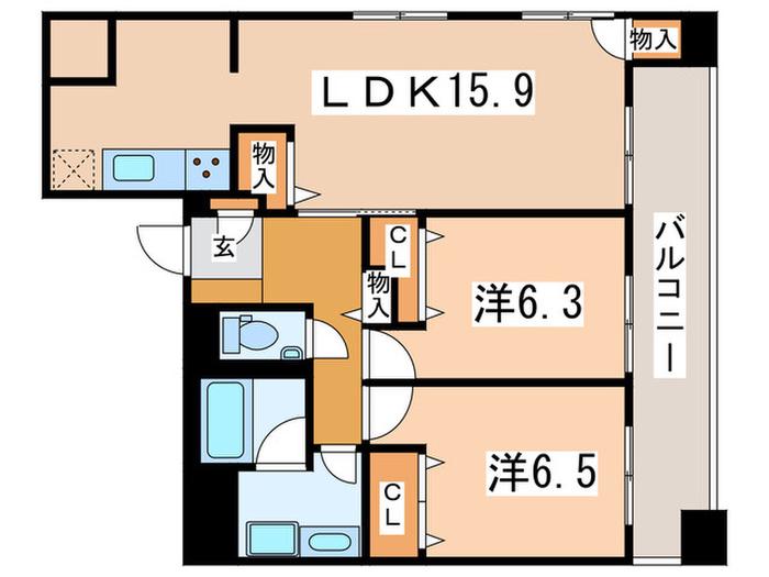 ラグーナ東池袋(2LDK/6階)の間取り写真