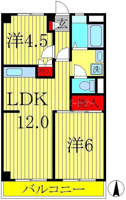 渋谷ビル(2LDK/4階)の間取り写真