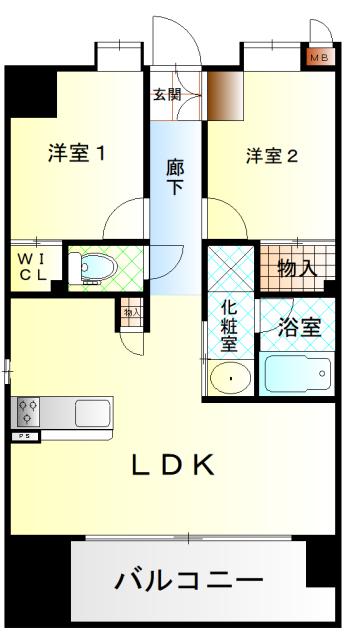 セレステ波多江駅南(2LDK/5階)の間取り写真