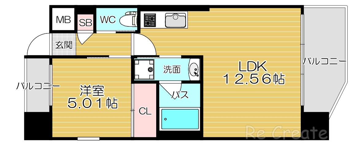 プレジオ玉造(1LDK/8階)の間取り写真