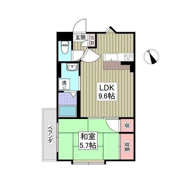 ランドール坂戸(1LDK/5階)の間取り写真