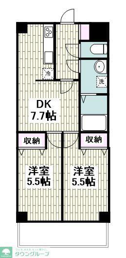 シャインヒル青木(2LDK/3階)の間取り写真