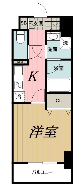 URBAN FRATS千葉中央(1K/7階)の間取り写真
