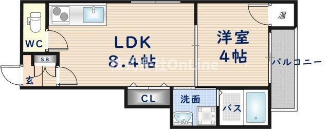DOAHN長瀬(1LDK/1階)の間取り写真