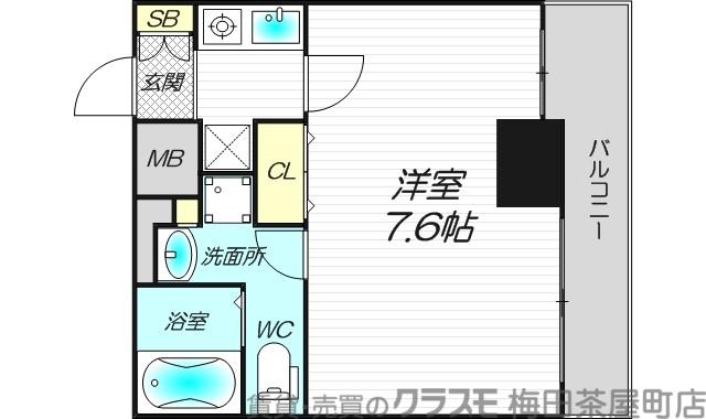 エスリード北浜(1K/12階)の間取り写真