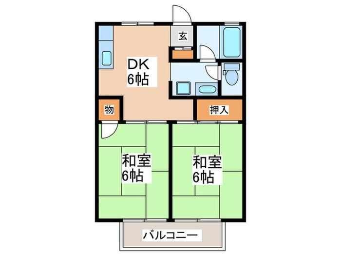 メゾン吉津(2DK/1階)の間取り写真