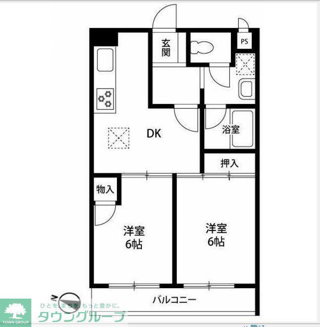 サンヒルズ東戸塚C(2DK/1階)の間取り写真