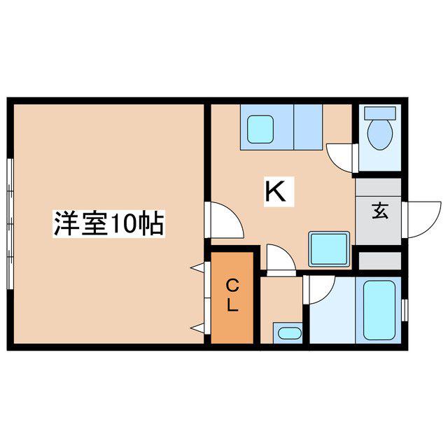 メゾン石芝(1K/2階)の間取り写真