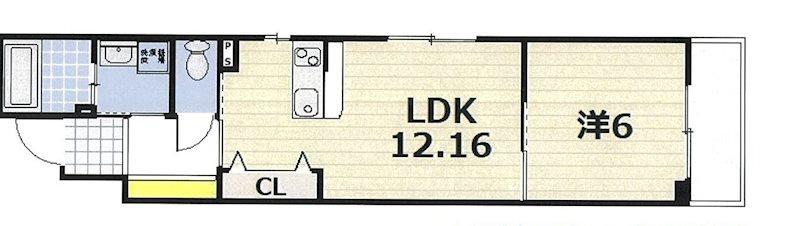 PEACEWELL四条(1LDK/5階)の間取り写真