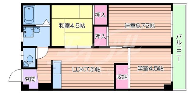 高塚増田ハイツ(3DK/3階)の間取り写真