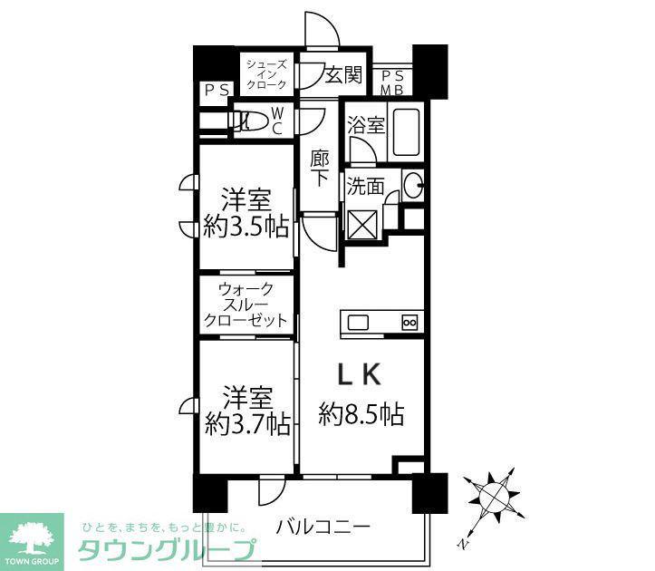 クリオラベルヴィ横濱サウス(2LDK/5階)の間取り写真