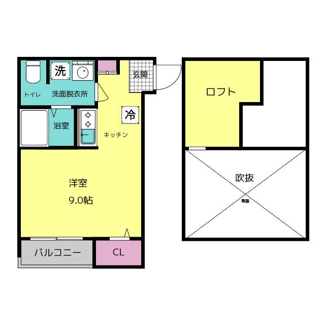 シュン駿(ワンルーム/1階)の間取り写真