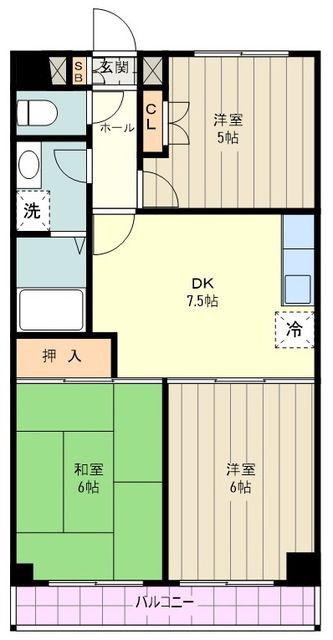 イーストビレッジ(3DK/4階)の間取り写真