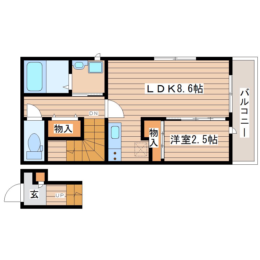 グランディール国見(1LDK/1階)の間取り写真