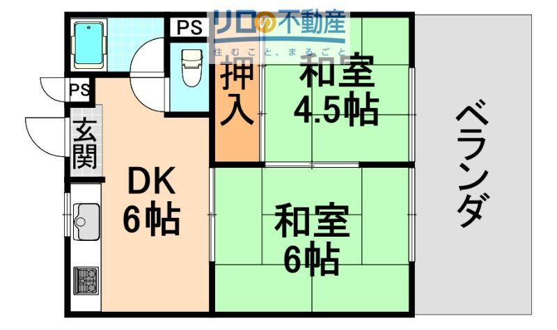 坂上ハイツ(2DK/1階)の間取り写真