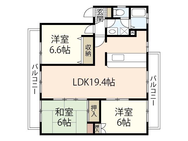 サンビレッジ江並(3LDK/1階)の間取り写真