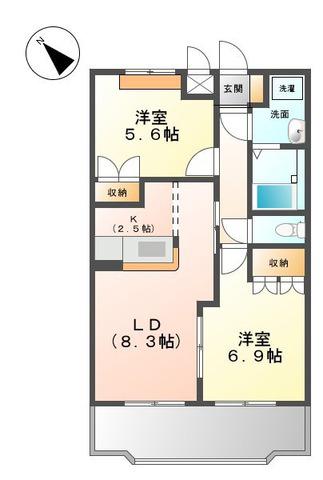 アシューレ(2LDK/2階)の間取り写真