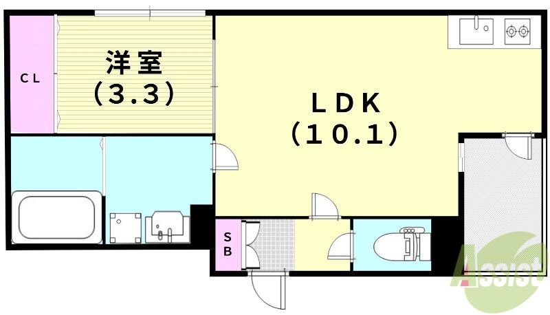 REGIES川西能勢口(1LDK/3階)の間取り写真