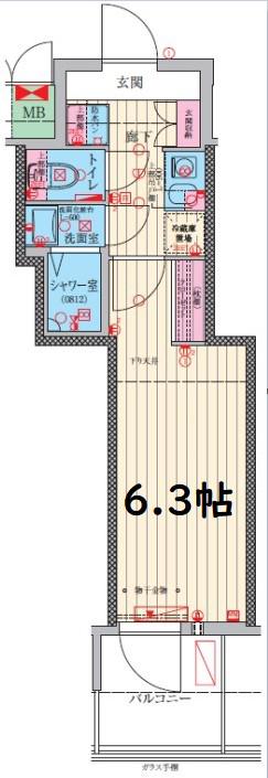 ファーストフィオーレ九条II(1K/8階)の間取り写真