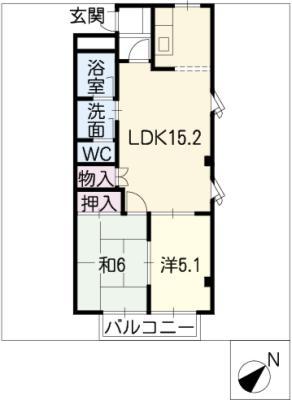 セピアガーデンII(2LDK/1階)の間取り写真