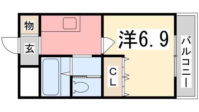 フォンテーヌアベニューI(1K/2階)の間取り写真