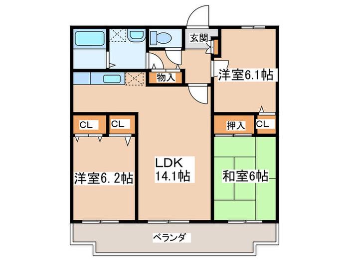 グラン・シャリオ(3LDK/4階)の間取り写真
