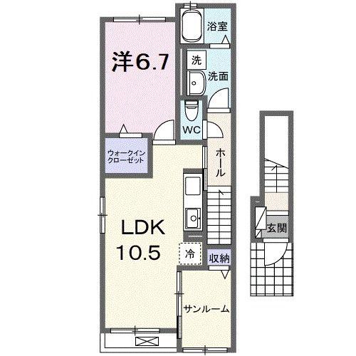 モンテウネビ(1LDK/2階)の間取り写真
