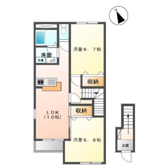 メルヴェール守山(2LDK/2階)の間取り写真