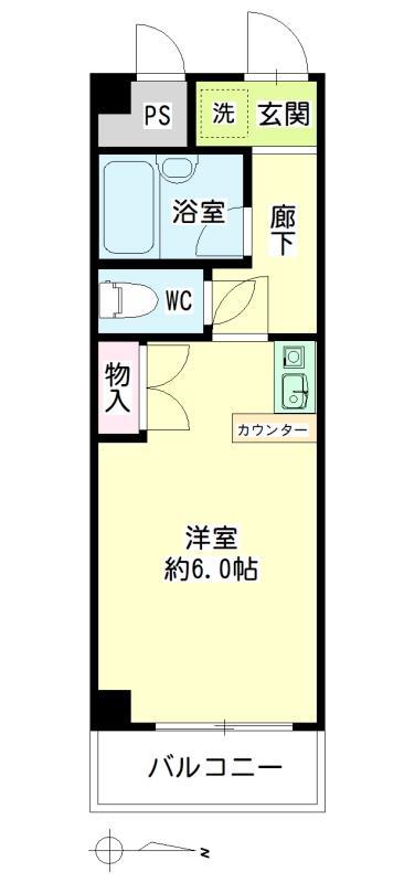 エーデルブルーメスズキ(ワンルーム/2階)の間取り写真